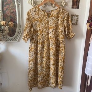 ZAZA Yellow Floral Babydoll Dress